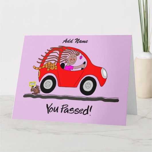 Happy Vrouw-kaart voor rijexamen Kaart (Voorkant)