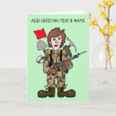 Happy vrouw soldaat kaart (Gele Bloem)