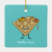 Happy Waffle met siroop en boterontbijt Keramisch Ornament (Achterkant)