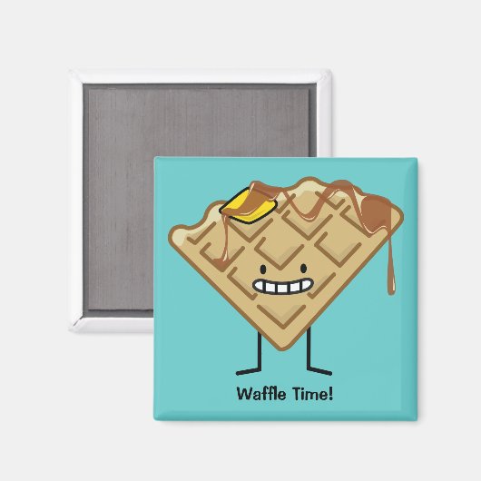 Happy Waffle met stroop en boterontbijt Magneet (Voorkant / Achterkant)
