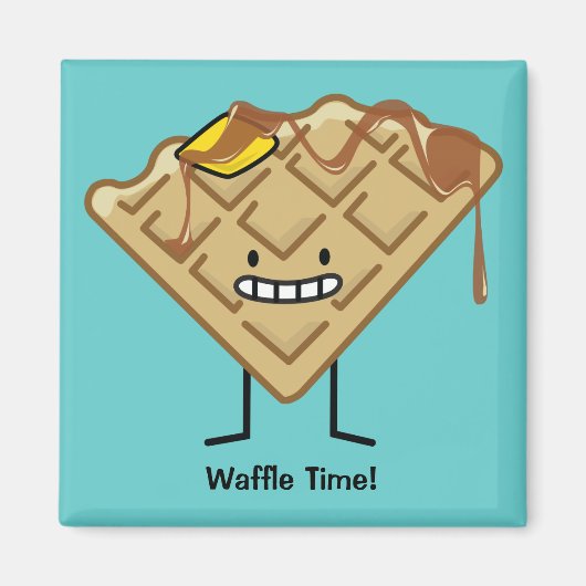 Happy Waffle met stroop en boterontbijt Magneet (Voorkant)