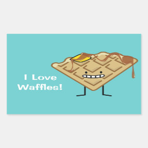 Happy Waffle met stroop en boterontbijt Rechthoekige Sticker