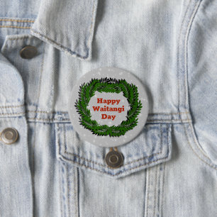 Happy Waitangi Day Fern New Zealand Badge Ronde Button 7,6 Cm