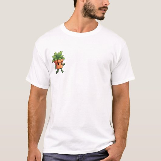 Happy Walking Potted Plant Character with Cracked T-shirt (Voorkant)
