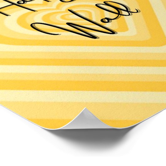 HAPPY WALL geel kunst poster (Hoek)