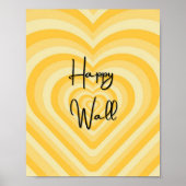 HAPPY WALL geel kunst poster (Voorkant)