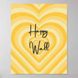 HAPPY WALL geel kunst poster
