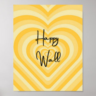 HAPPY WALL geel kunst poster