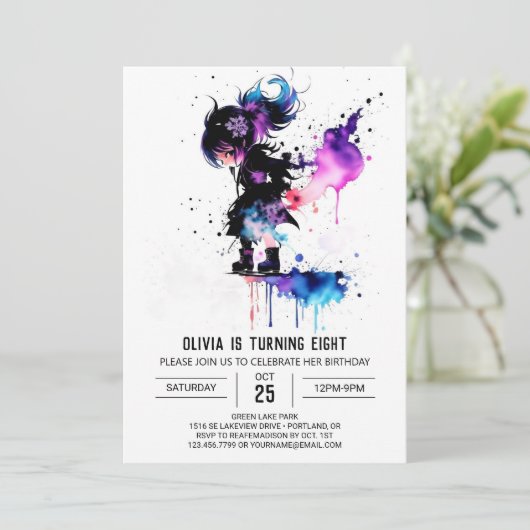 Happy Warrior Ninja Digitaal Meisje Verjaardag Kaart (Staand voorkant)