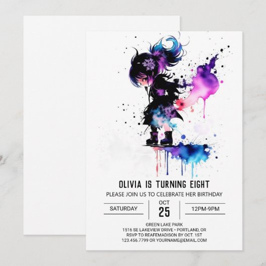 Happy Warrior Ninja Digitaal Meisje Verjaardag Kaart (Voorkant / Achterkant)