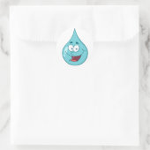 Happy Water Drop Cartoon Character Ronde Sticker (Tas)