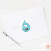 Happy Water Drop Cartoon Character Ronde Sticker (Envelop)