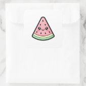 Happy Watermelon – Cute Kawaii Illustration Vierkante Sticker (Tas)