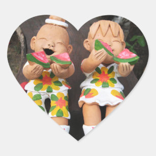 Happy Watermelon Friends Hart Sticker