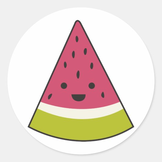 Happy Watermelon Ronde Sticker (Voorkant)