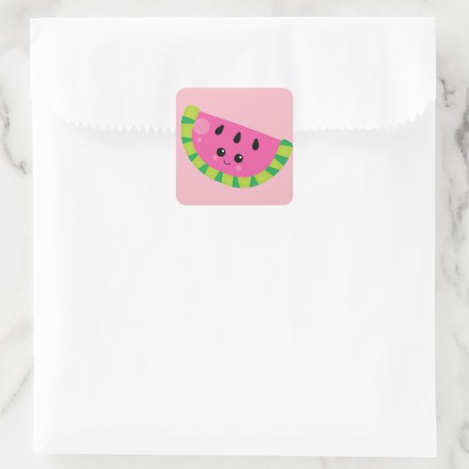 Happy Watermelon Vierkante Sticker (Tas)