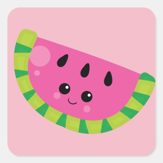 Happy Watermelon Vierkante Sticker (Voorkant)