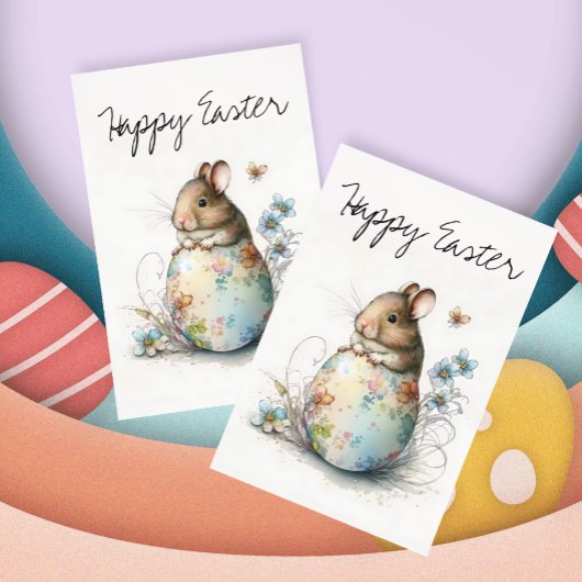 Happy Waterverf Baby muis Briefkaart
