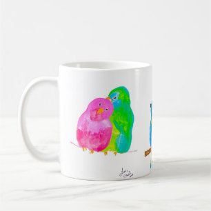 Happy Waterverf Birds Coffee Mok