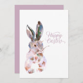 Happy waterverf bunny feestdagenkaart (Voorkant / Achterkant)