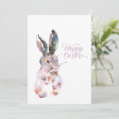 Happy waterverf bunny feestdagenkaart (Staand voorkant)