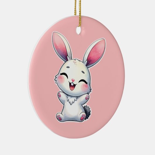 Happy Waterverf Bunny Keramisch Ornament (Rechts)