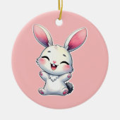 Happy Waterverf Bunny Keramisch Ornament (Voorkant)