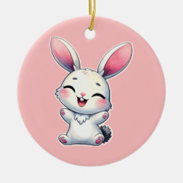 Happy Waterverf Bunny Keramisch Ornament