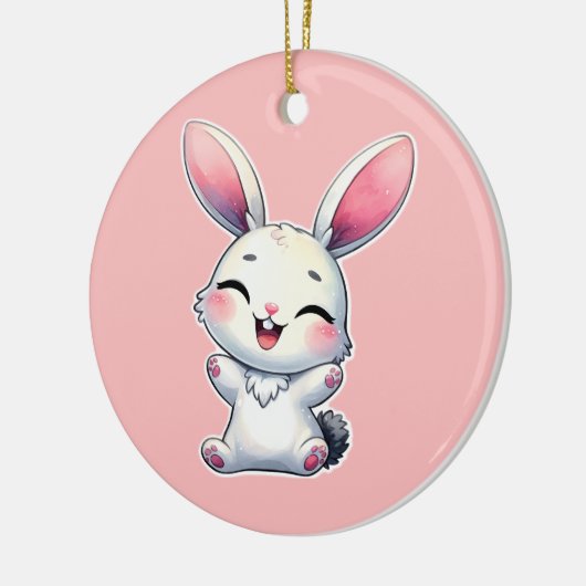 Happy Waterverf Bunny Keramisch Ornament (Links)