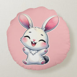 Happy Waterverf Bunny Rond Kussen