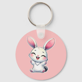 Happy Waterverf Bunny Sleutelhanger