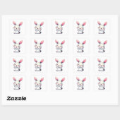 Happy Waterverf Bunny Vierkante Sticker (Vel)