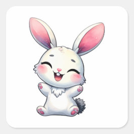 Happy Waterverf Bunny Vierkante Sticker