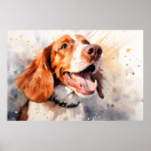 Happy Waterverf Dog Art Print (Voorkant)
