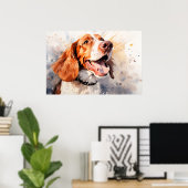Happy Waterverf Dog Art Print (Thuiskantoor)