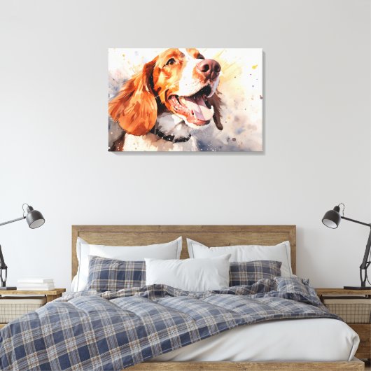 Happy Waterverf Dog Art Print (Insitu (Slaapkamer))