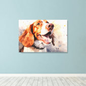 Happy Waterverf Dog Art Print (Insitu (Houten vloer))