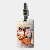 Happy Waterverf Dog Art Print Bagagelabel (Voorkant verticaal)