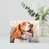 Happy Waterverf Dog Art Print Briefkaart (Staand voorkant)