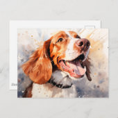 Happy Waterverf Dog Art Print Briefkaart (Voorkant / Achterkant)