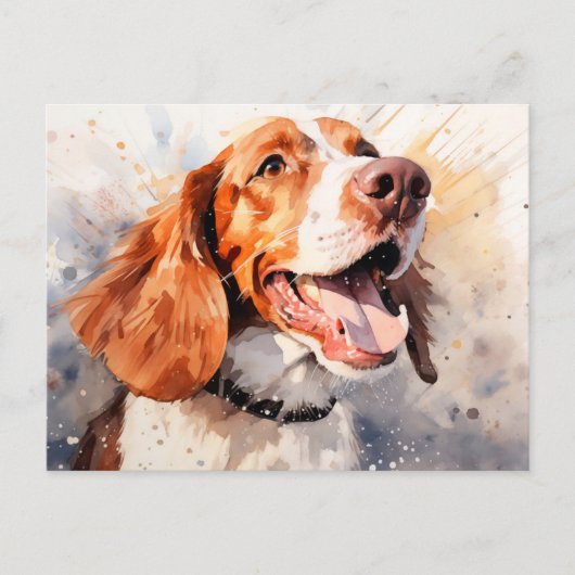 Happy Waterverf Dog Art Print Briefkaart (Voorkant)