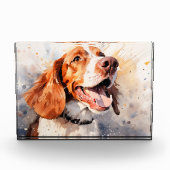 Happy Waterverf Dog Art Print Fotoblokken (Voorkant)