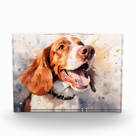 Happy Waterverf Dog Art Print Fotoblokken (Voorkant)