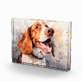 Happy Waterverf Dog Art Print Fotoblokken (Rechts)