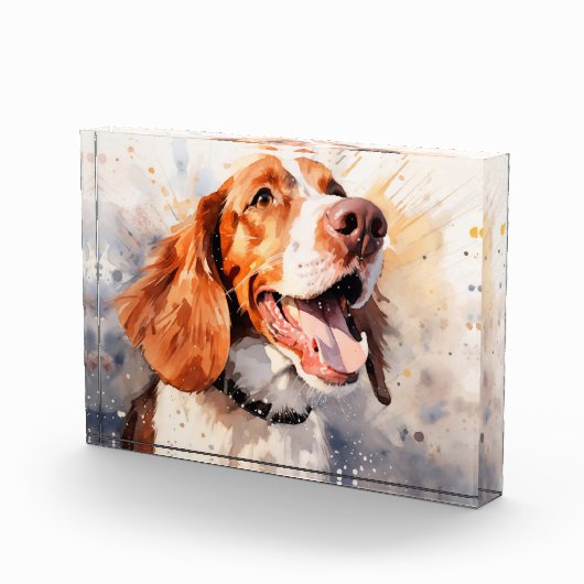 Happy Waterverf Dog Art Print Fotoblokken (Rechts)