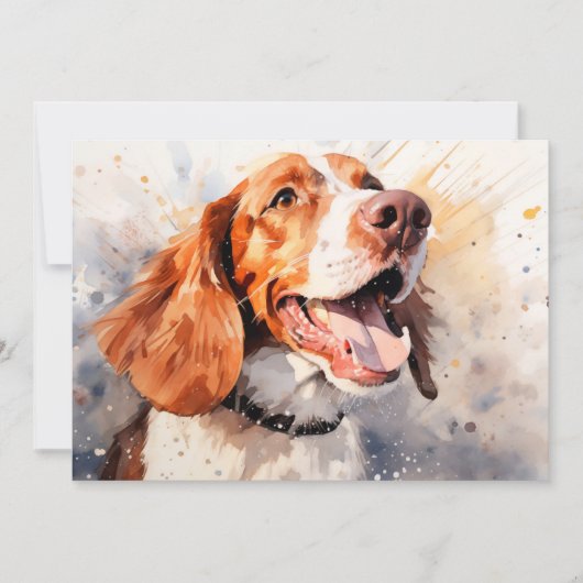 Happy Waterverf Dog Art Print Kaart (Voorkant)