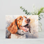 Happy Waterverf Dog Art Print Kaart (Staand voorkant)