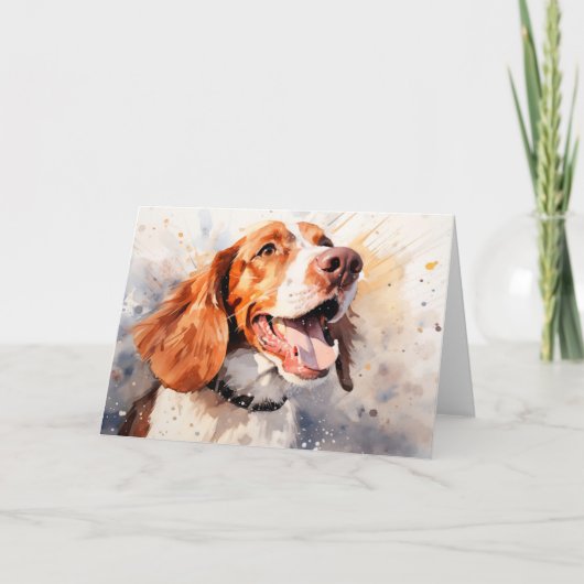 Happy Waterverf Dog Art Print Kaart (Voorkant)