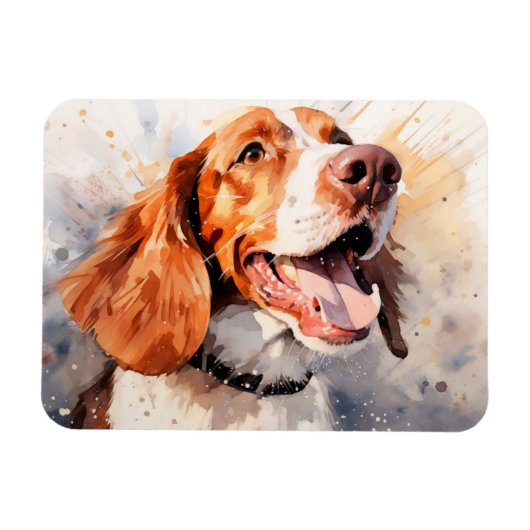 Happy Waterverf Dog Art Print Magneet (Horizontaal)