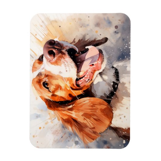 Happy Waterverf Dog Art Print Magneet (Verticaal)